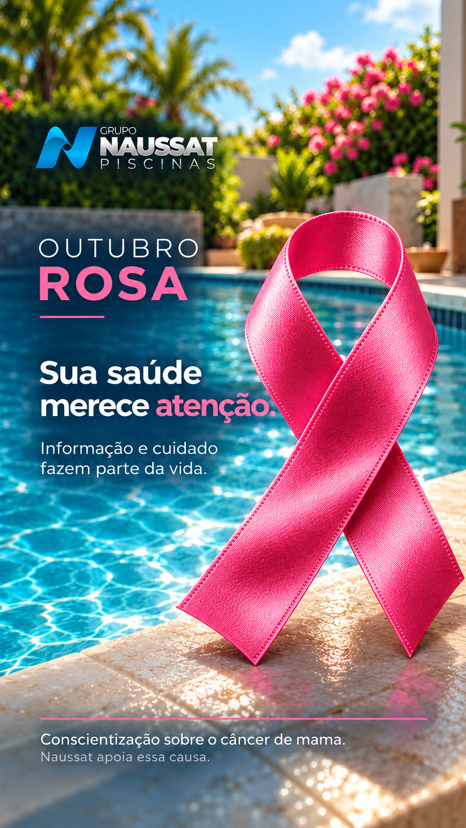 Conceito 1, Outubro Rosa: Story, laço rosa em destaque na campanha.